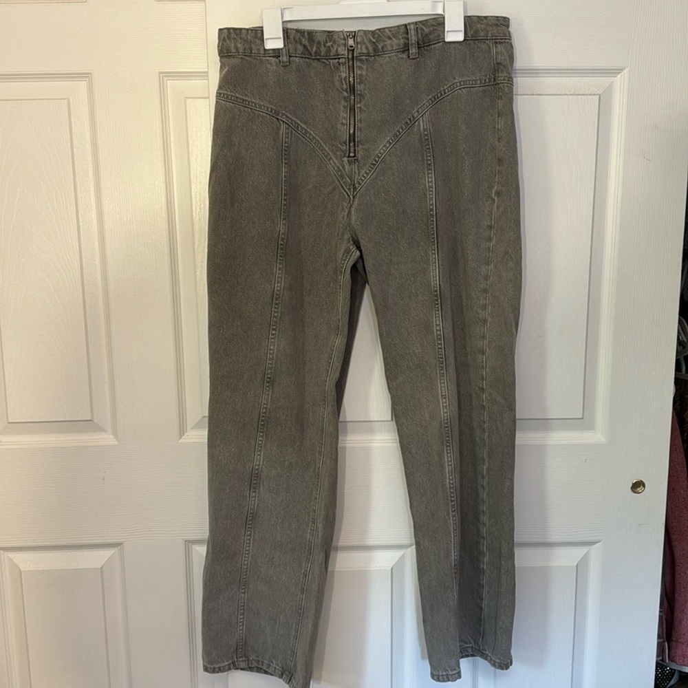 ZARA GREY ZIP FRONT JEANS